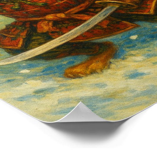 Crazy Samurai Cat Poster (Ecke)