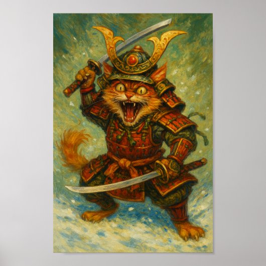 Crazy Samurai Cat Poster (Vorne)
