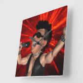 Crazy Screens und Laser Beams Square Wall Clock Quadratische Wanduhr (Winkel)