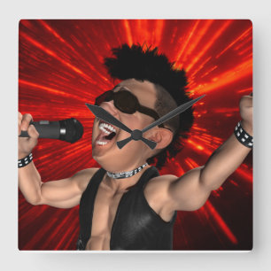 Crazy Screens und Laser Beams Square Wall Clock Quadratische Wanduhr