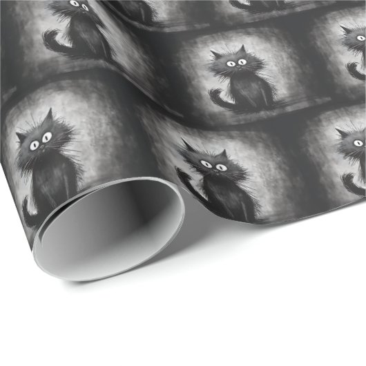 Crazy Scruffy Cat Geschenkpapier (Rolleneckpunkt)