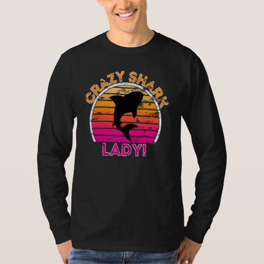 Crazy Shark Lady Funny Retro Shark T-Shirt (Vorderseite)