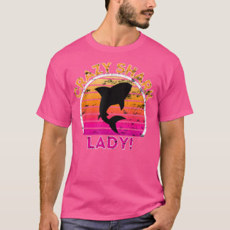 Crazy Shark LadyFunny Retro Shark T-Shirt