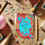 Crazy Sister Birthday Funny Floral Hübsch Karte