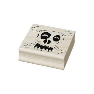 Crazy Skull Crossbones Illustration Art Briefmarke Gummistempel