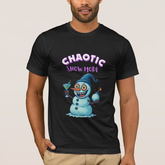 Crazy Snowman – Funny Retro Frosty Holiday Vibe T-Shirt (Vorderseite)