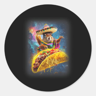 Crazy Space Tacke Squirrel Cinco De Mayo Squirrel Runder Aufkleber