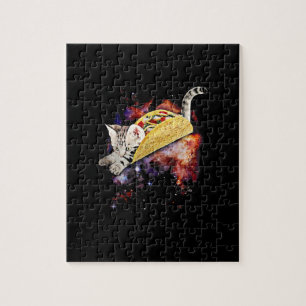 Crazy Space Taco Cat Funny Galaxy Geschenk Puzzle