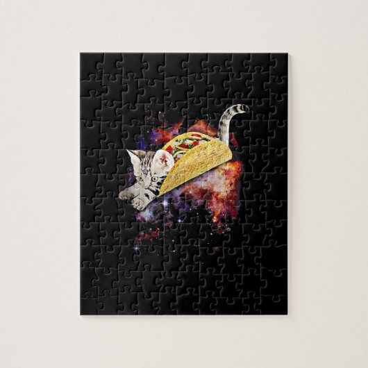 Crazy Space Taco Cat Funny Galaxy Geschenk Puzzle (Vertikal)