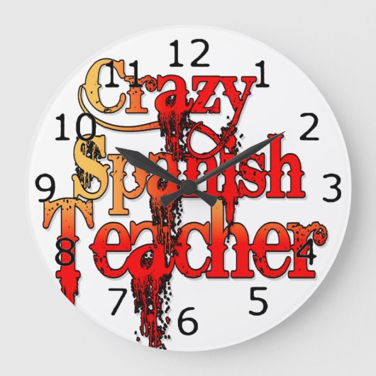 Crazy Spanish Teacher Große Wanduhr (Vorderseite)