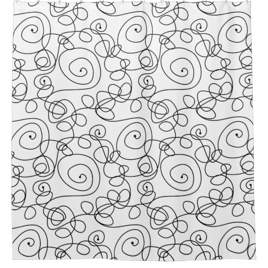 Crazy Spiral Lines schwarz + Ihr Hintergrund & Ide Duschvorhang (Vorderseite)