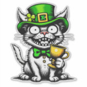 Crazy St. Patrick's Day Cat Aufkleber (Vorderseite)