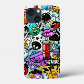 Crazy Sticker Skull, Lippen, Spray Graffiti Case-Mate iPhone Hülle (Rückseite)