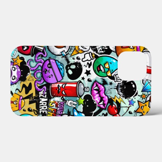 Crazy Sticker Skull, Lippen, Spray Graffiti Case-Mate iPhone Hülle (Rückseite (Horizontal))