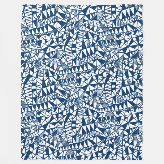 Crazy Structure Pattern 060423 - Indigo Style Blue Fleecedecke (Vorderseite)