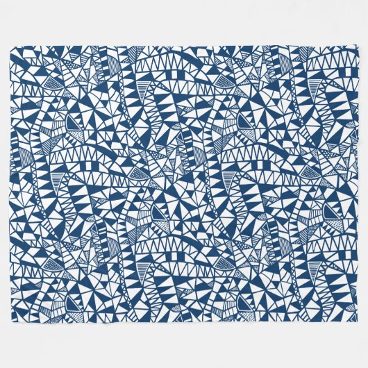 Crazy Structure Pattern 060423 - Indigo Style Blue Fleecedecke (Vorderseite (Horizontal))
