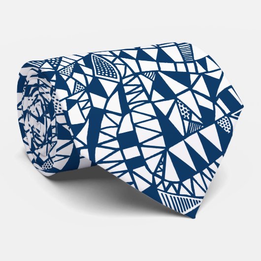 Crazy Structure Pattern 060423 - Indigo Style Blue Krawatte (Gerollt)