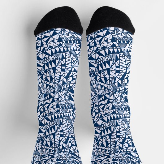 Crazy Structure Pattern 060423 - Indigo Style Blue Socken (Oben)