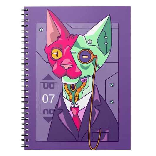 Crazy Style Technologie Cat Illustration Notizblock (Vorderseite)