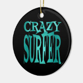 Crazy Surfer Aquamarin Keramik Ornament (Links)