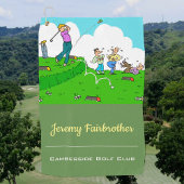 Crazy tee-off - Funny Golf Cartoon Golfhandtuch