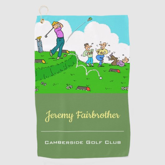 Crazy tee-off - Funny Golf Cartoon Golfhandtuch (Vorderseite)