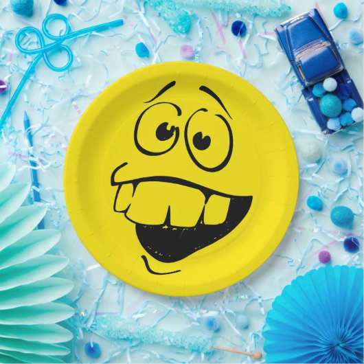 Crazy Teeth Face Funny Emoticon Party Pappteller (Party)