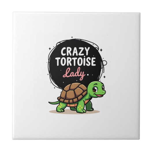 Crazy Tortoise Lady Tortoises Mom Women Turtle (2) Fliese (Vorderseite)