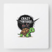 Crazy Tortoise Lady Tortoises Mom Women Turtle (2) Quadratische Wanduhr (Vorderseite)