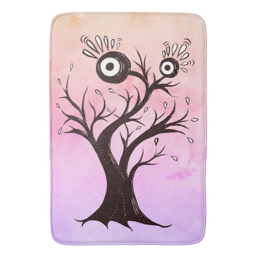 Crazy Tree Creature Ink Art Pink Fantasy Badematte (Vorderseite Vertikal)