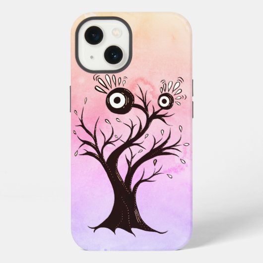 Crazy Tree Creature Ink Art Pink Fantasy iPhone Hülle (Rückseite)