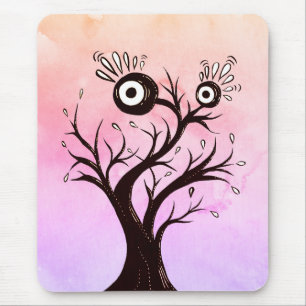 Crazy Tree Creature Ink Art Pink Fantasy Mousepad
