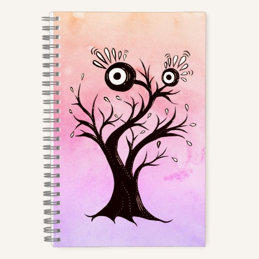 Crazy Tree Creature Ink Art Pink Fantasy Notizblock (Vorderseite)