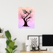 Crazy Tree Creature Ink Art Pink Fantasy Poster (Heimbüro)