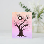 Crazy Tree Creature Ink Art Pink Fantasy Postkarte (Stehend Vorderseite)