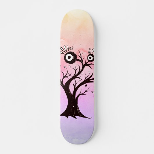 Crazy Tree Creature Ink Art Pink Fantasy Skateboard (Vorne)