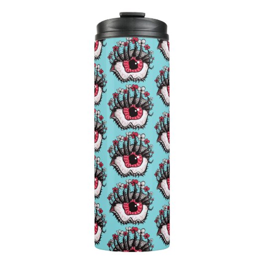 Crazy Trippy Eye komisch Whimsigoth Thermosbecher (Vorderseite)
