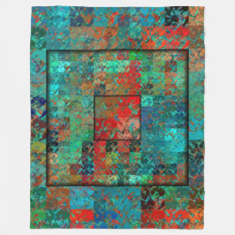 Crazy Turquoise und Red Squares and Squiggles Fleecedecke