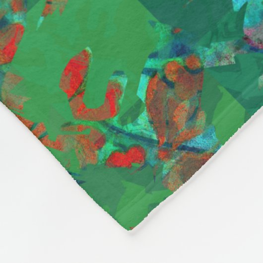 Crazy Turquoise und Red Squares and Squiggles Fleecedecke (Ecke)