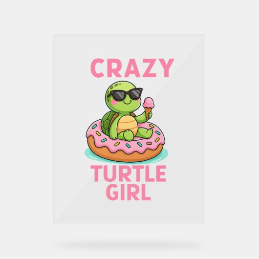 Crazy Turtle Girl Acrylschild (Vorderseite)