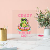 Crazy Turtle Girl Acrylschild (Hochzeit)
