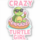 Crazy Turtle Girl Aufkleber (Vorderseite)
