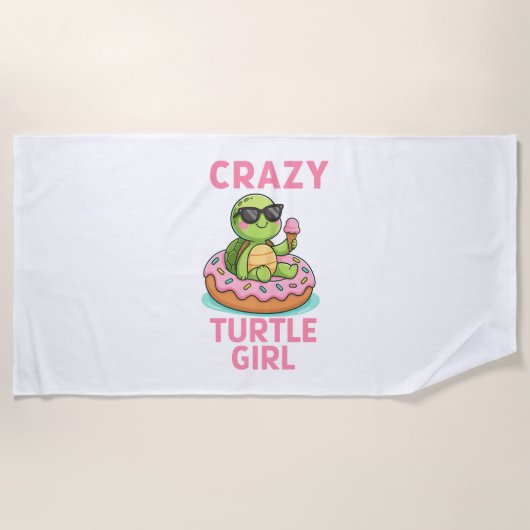 Crazy Turtle Girl Strandtuch (Vorderseite)