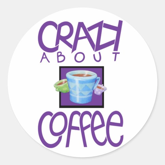 Crazy über Coffee lila Sticker (Vorderseite)