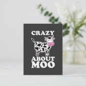 Crazy über Moo, Kuh Liebhaber Puff T - Shirt Postkarte (Stehend Vorderseite)
