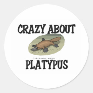 Crazy über Platypus Runder Aufkleber