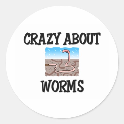 Crazy über Würmer Runder Aufkleber (Vorderseite)