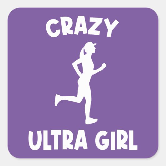 Crazy Ultra Running Girl Quadratischer Aufkleber (Vorderseite)