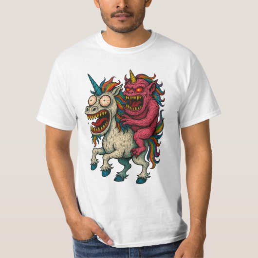 Crazy Unicorn und Brain Monster T-Shirt (Vorderseite)