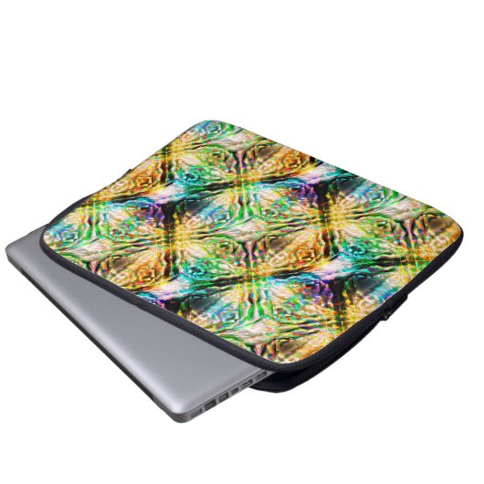 Crazy verbrannte bunt Textur, abstrakte Quadrate Laptopschutzhülle (Vorne Knopf)